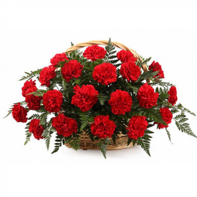Букет цветов "Траурная корзина с гвоздиками"